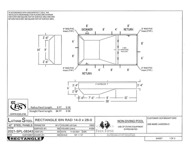 14 x 28 Rectangle Inground Pool Kit (No Step)