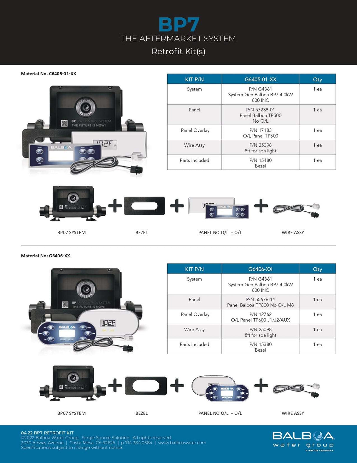 Balboa BP7 with Keypad TP500 (4.0 kw Heater)