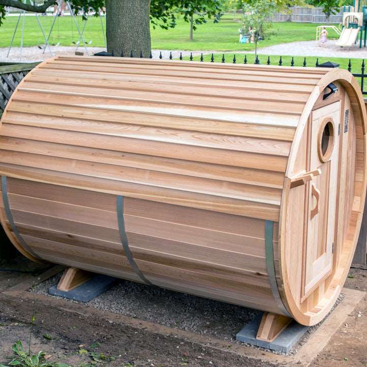 Dundalk 6'x6' (182cm) Barrel Sauna- Clear Cedar