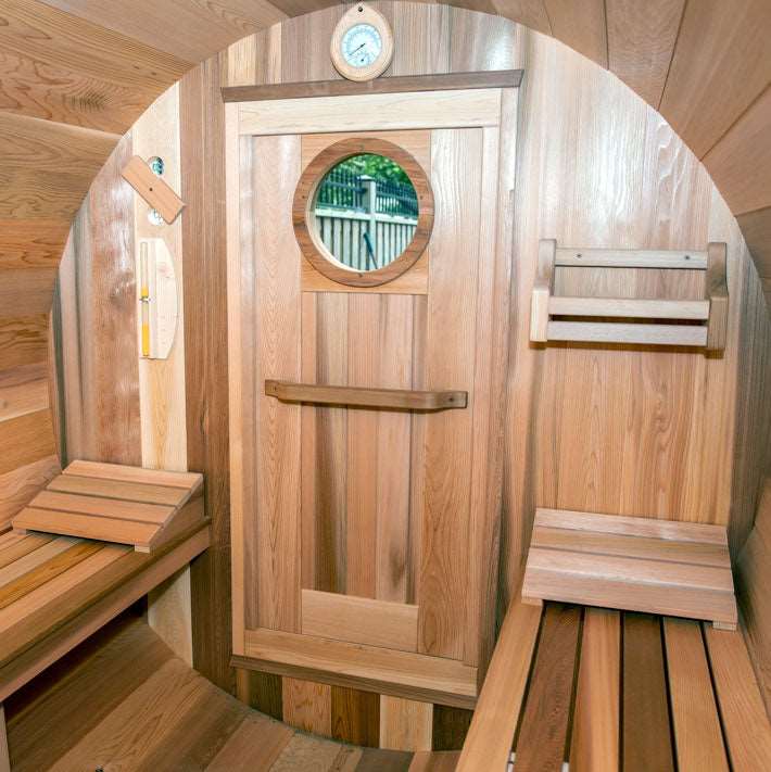 Dundalk 6'x6' (182cm) Barrel Sauna- Clear Cedar