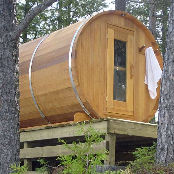 Dundalk 6'x7' (214cm) Barrel Sauna - Clear Cedar
