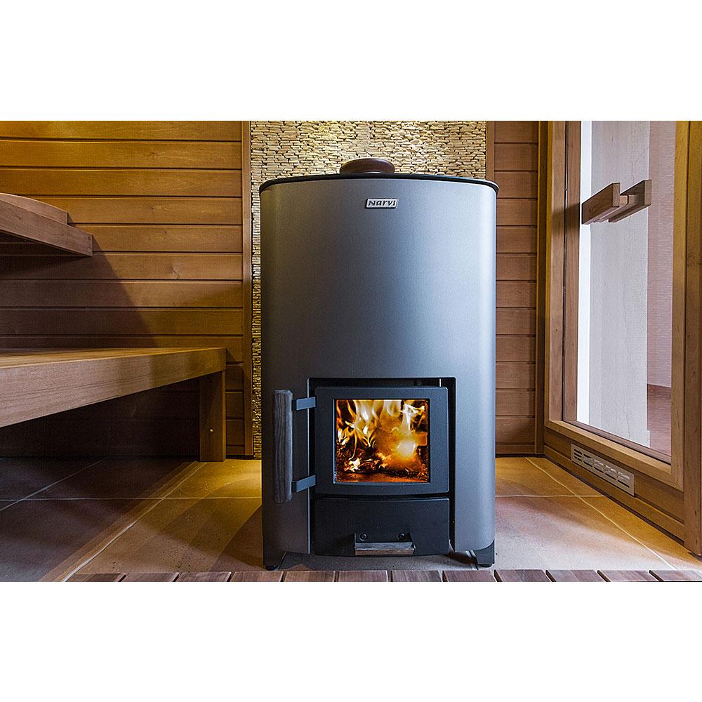 Narvi NC 24 Black Wood Burning Heater (Rocks Included)