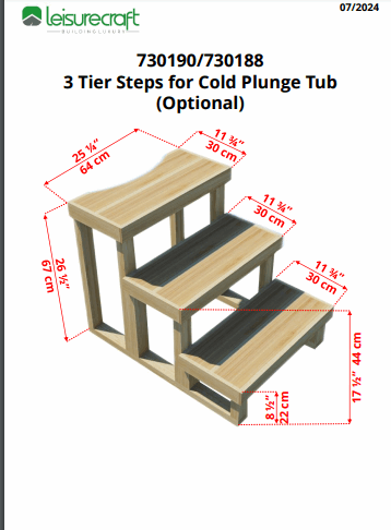 3 Tier Steps for Cold Plunge - Knotty Red Cedar